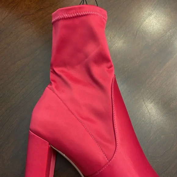 Satin Fuschia Booties by Express - Picture 9 of 16